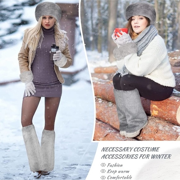 Silver Gray Fur Headband Ski Hat Fur Ear Warmers Mink Hat - Picture 6 of 6